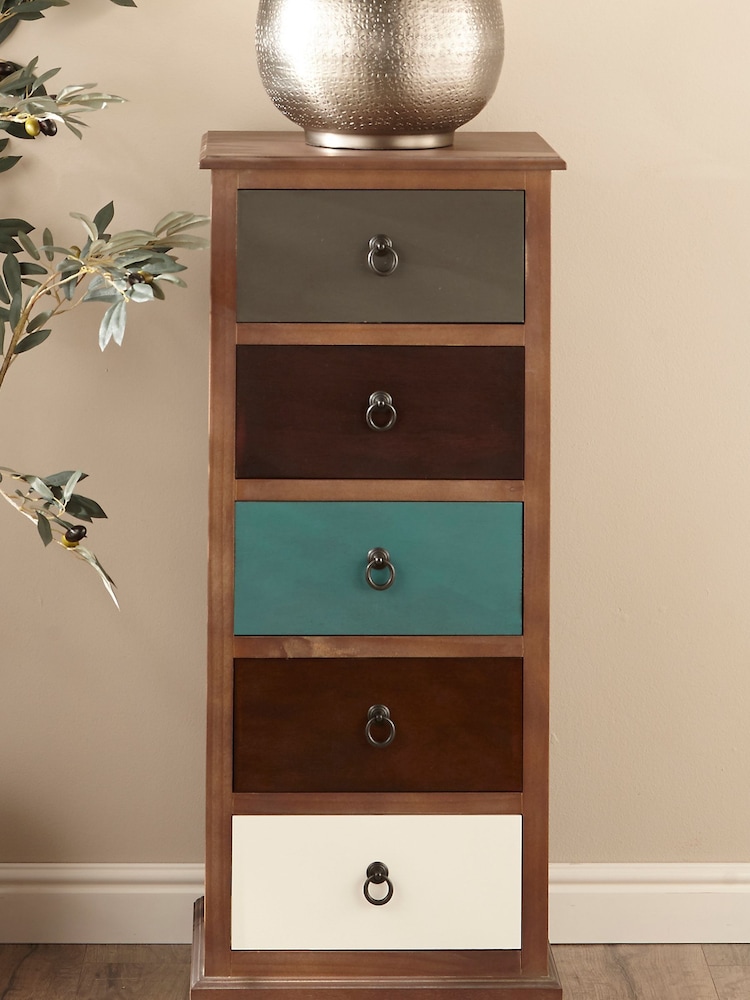 Pacific Multi Pine Wood 5 Drawer Chest - Image 1 of 4