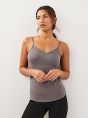 Grey V-Neck Thin Strap Vest - Image 1 of 6