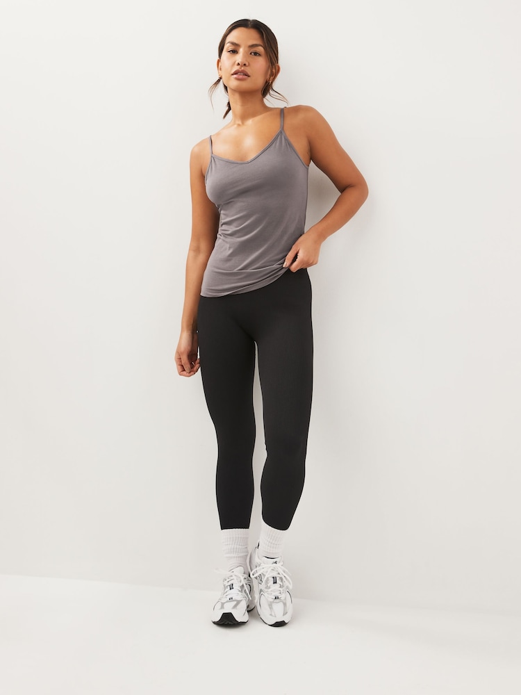 Grey V-Neck Thin Strap Vest - Image 2 of 6