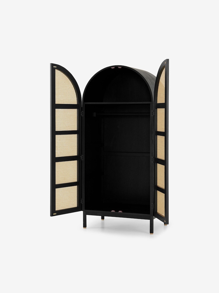 MADE.COM Black Stain Oak and Rattan Ankhara Wardrobe - Image 2 of 3