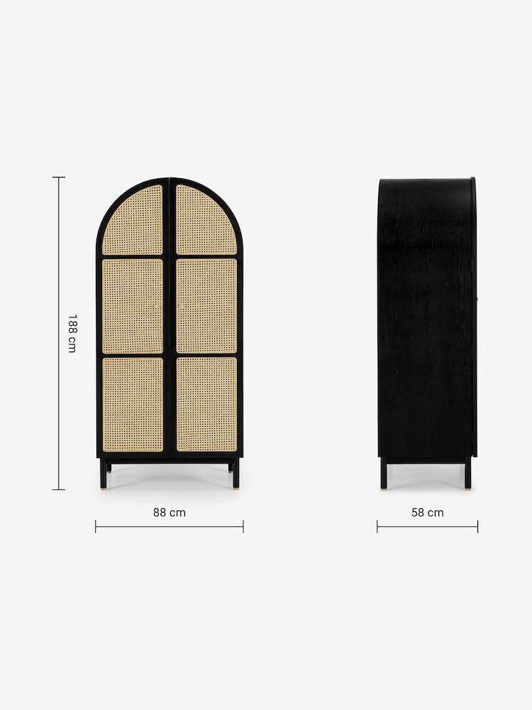 MADE.COM Black Stain Oak and Rattan Ankhara Wardrobe - Image 3 of 3