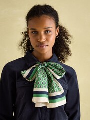 Joules Windsor Green Printed Long Silk Scarf - Image 1 of 6