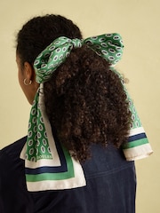 Joules Windsor Green Printed Long Silk Scarf - Image 3 of 6