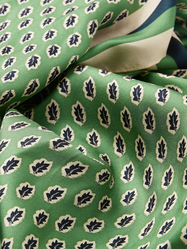 Joules Windsor Green Printed Long Silk Scarf - Image 6 of 6