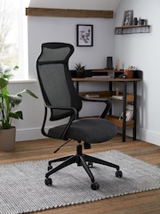 Simple Contemporary Charcoal Grey Selby Office Desk Chair With Black Base - Image 1 of 6