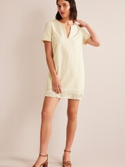 Boden Cream Fringe Hem Mini Shift Dress - Image 3 of 4