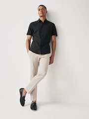 Black Textured Linen Blend Shirt - Image 2 of 7