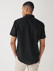 Black Textured Linen Blend Shirt - Image 3 of 7