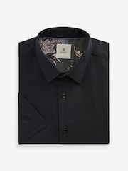 Black Textured Linen Blend Shirt - Image 5 of 7