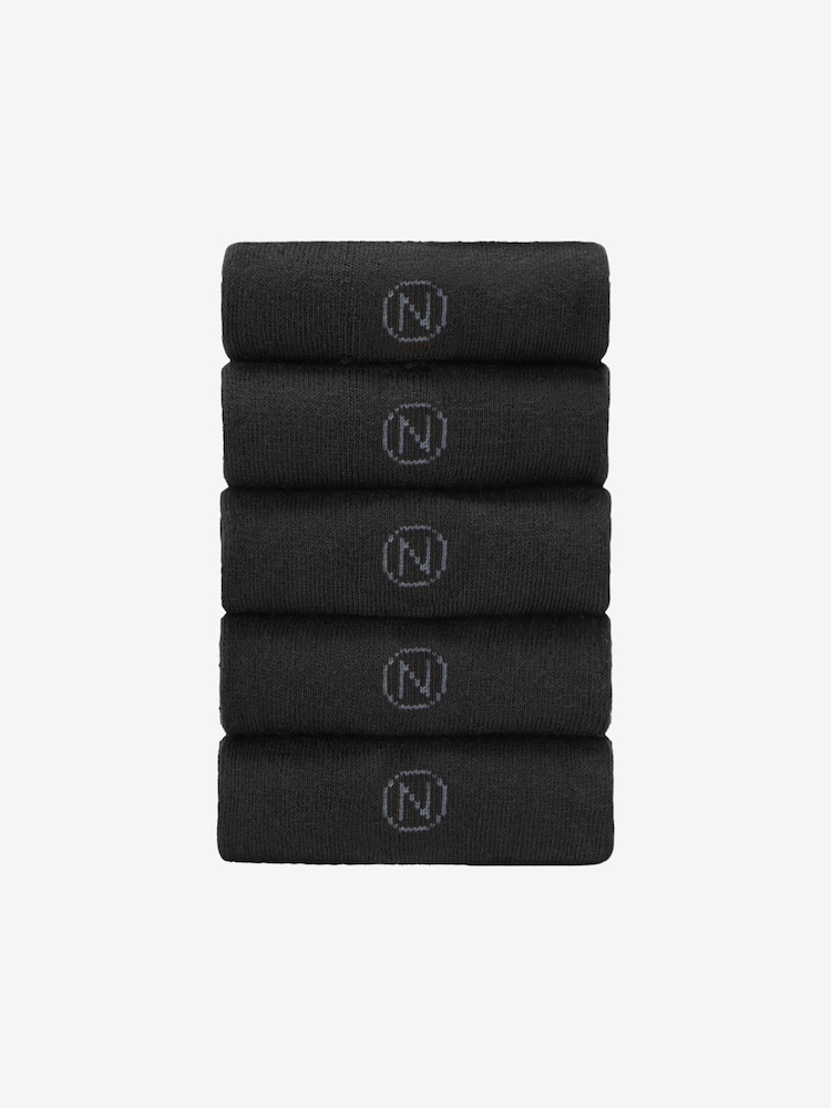 Black 5 Pack Cushioned Sole Comfort Socks - Image 1 of 4
