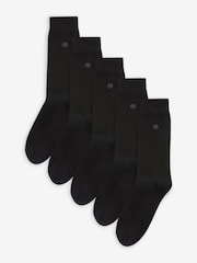 Black 5 Pack Cushioned Sole Comfort Socks - Image 2 of 4