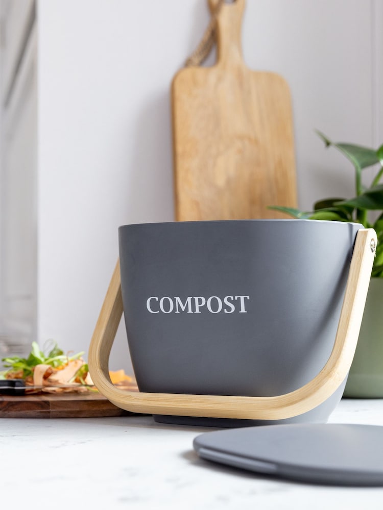 Natural Elements Grey Bamboo Viscose Kitchen Compost Bin - Image 4 of 4