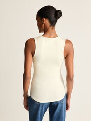 Ecru Double Layered Super Soft Ribbed Tank Vest Top - Image 3 of 7