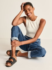 Ecru Double Layered Super Soft Ribbed Tank Vest Top - Image 4 of 7
