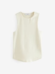 Ecru Double Layered Super Soft Ribbed Tank Vest Top - Image 6 of 7