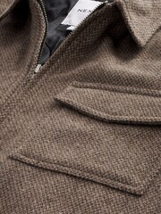 Stone Natural Twin Pocket Quilted Shacket With Zip - Image 13 of 18