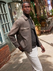 Stone Natural Twin Pocket Quilted Shacket With Zip - Image 18 of 18