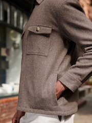 Stone Natural Twin Pocket Quilted Shacket With Zip - Image 7 of 18