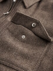 Stone Natural Twin Pocket Quilted Shacket With Zip - Image 8 of 18