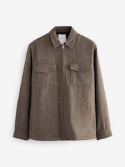 Stone Natural Twin Pocket Quilted Shacket With Zip - Image 9 of 18