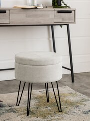 Fine Chenille Light Grey Matson Storage Stool - Image 1 of 7