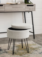 Fine Chenille Light Grey Matson Storage Stool - Image 2 of 7