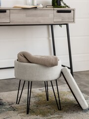 Fine Chenille Light Grey Matson Storage Stool - Image 3 of 7