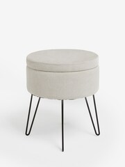 Fine Chenille Light Grey Matson Storage Stool - Image 5 of 7