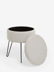 Fine Chenille Light Grey Matson Storage Stool - Image 6 of 7