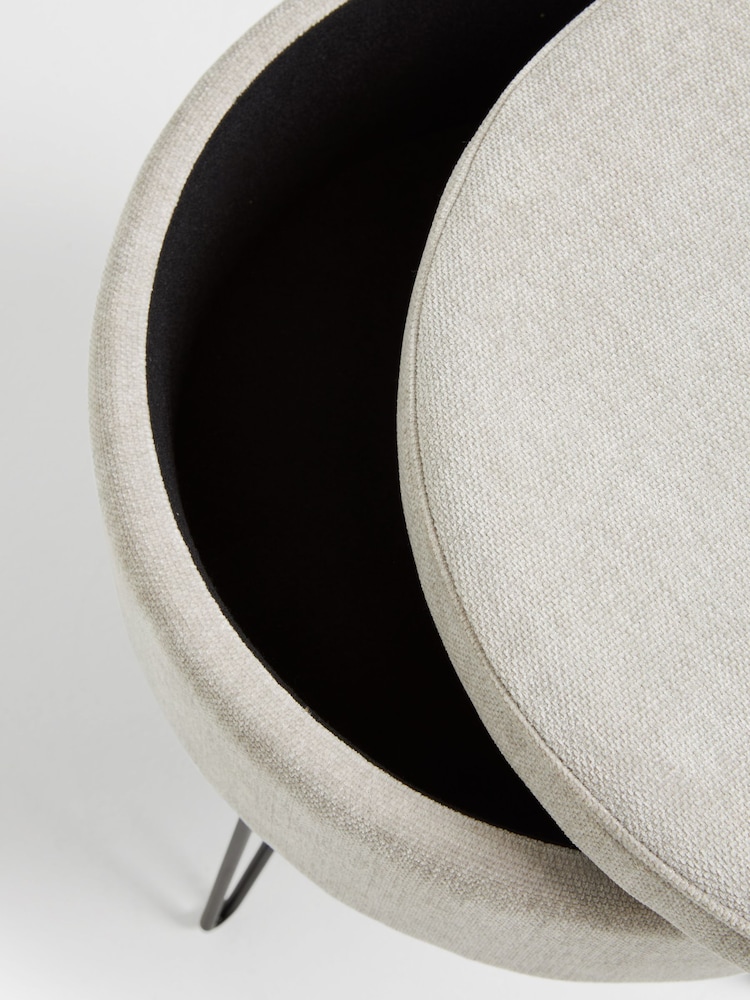 Fine Chenille Light Grey Matson Storage Stool - Image 7 of 7
