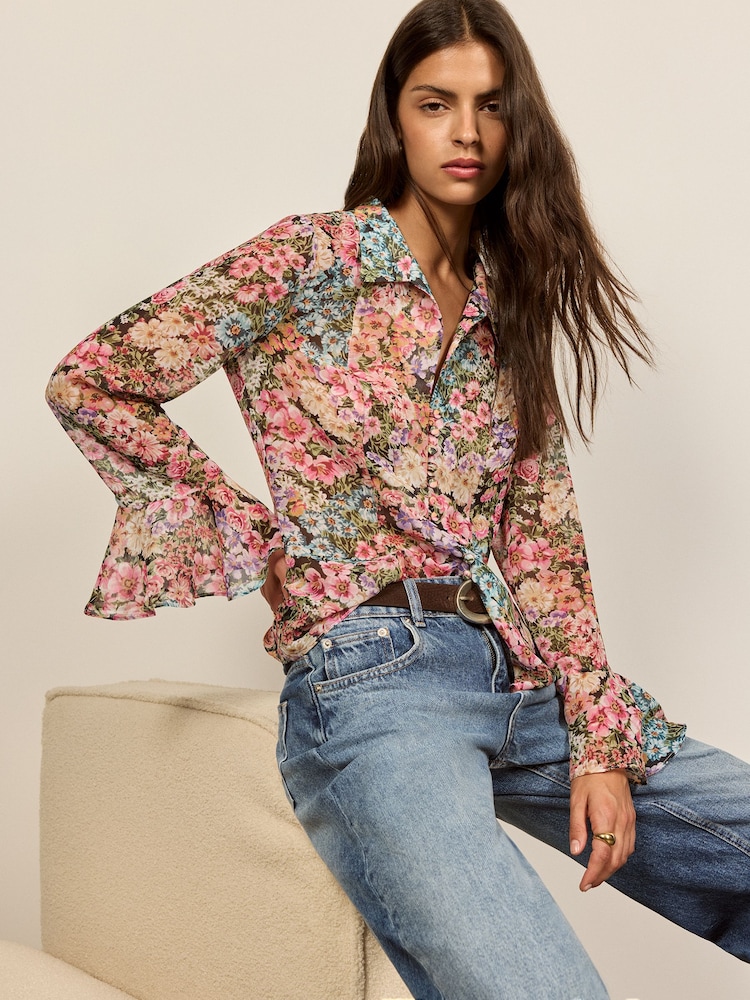 BHOEM Multi Ruffle Long Sleeve Floral Blouse - Image 1 of 5