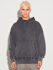 Charcoal Grey Garment Washed Hoodie - Image 1 of 8