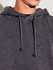 Charcoal Grey Garment Washed Hoodie - Image 4 of 8