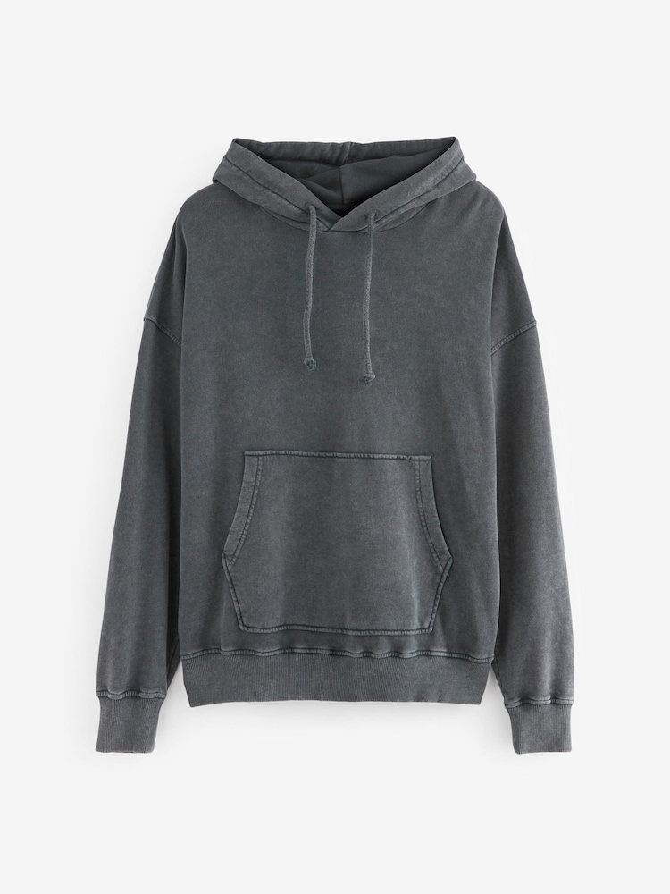 Charcoal Grey Garment Washed Hoodie - Image 6 of 8