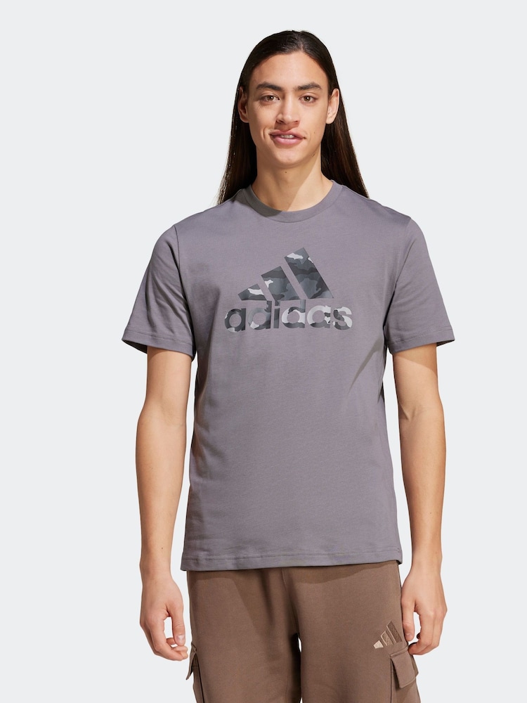 adidas Grey Camo Bos 100% Cotton T-Shirt - Image 1 of 7