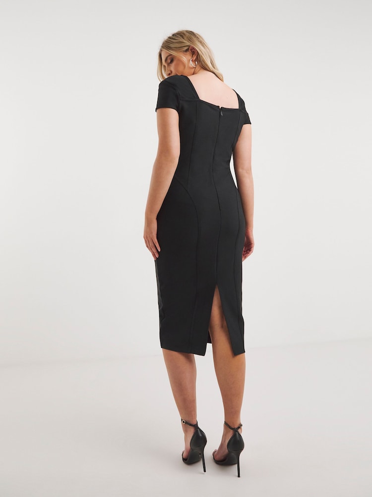 Simply Be Black Contouring Seam Bandage Midi Dress - Image 2 of 4 Simply Be Black Contouring Seam Bandage Midi Dress - Image 2 of 4