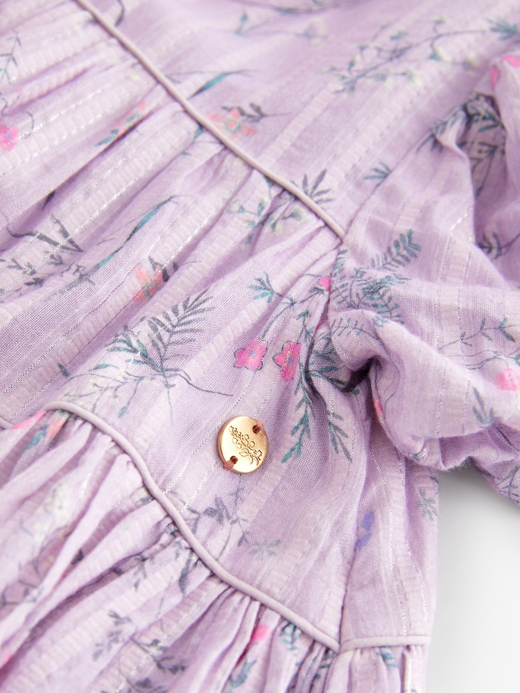 Laura Ashley Lilac Sparkle Crosswell Smock Dress - Image 11 of 11