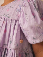Laura Ashley Lilac Sparkle Crosswell Smock Dress - Image 8 of 11