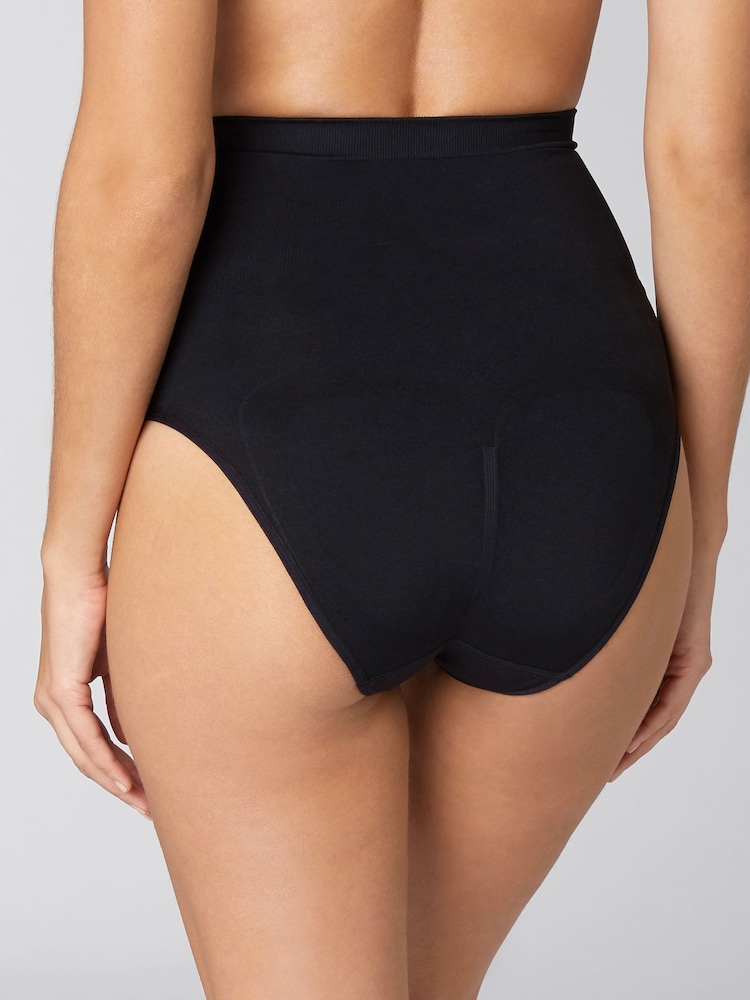 Black High Waist Brief Seamless Firm Tummy Control Shaping Briefs - Image 2 of 4