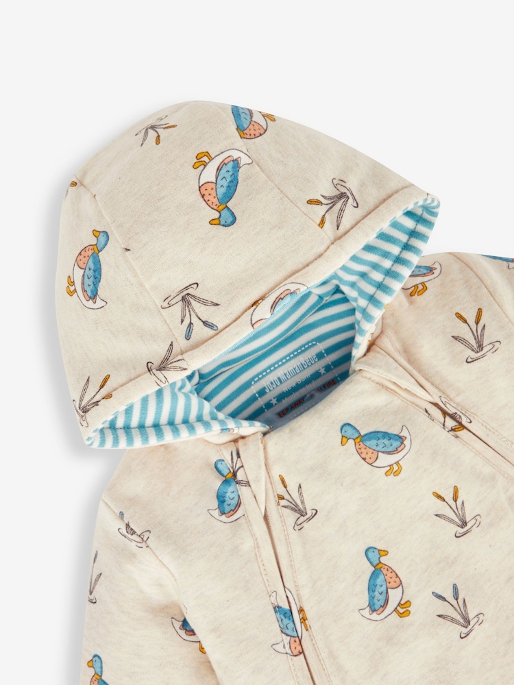 JoJo Maman Bébé Natural Duck Print Pramsuit - Image 3 of 3