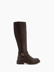 Dune London Brown Teller Cleated Buckle Knee High Boots - Image 3 of 6