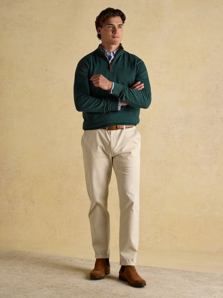 Joules Hillside Dark Green Quarter Zip Knitted Jumper - Image 3 of 7