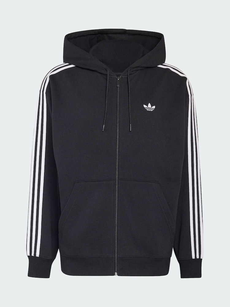 adidas Originals Black Adicolor Oversize Full-Zip Hoodie - Image 5 of 5 adidas Originals Black Adicolor Oversize Full-Zip Hoodie - Image 5 of 5