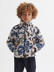 Reiss Ecru Multi Cadet 9-14 yrs Relaxed Sherpa Zip-Through Jacket - Image 3 of 6