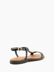 Dune London Black Lotty Chain T-Bar Flat Sandals - Image 5 of 6
