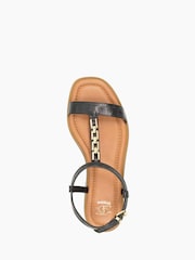 Dune London Black Lotty Chain T-Bar Flat Sandals - Image 6 of 6