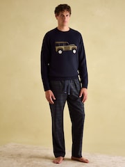 Joules Sleeper Green/Navy Checked Pyjama Bottoms - Image 3 of 7