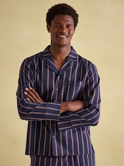 Joules Hugo Navy Stripe Cotton Pyjama Set - Image 4 of 8