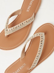 FatFace Natural Lana Beaded Flip Flops - Image 2 of 4
