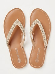 FatFace Natural Lana Beaded Flip Flops - Image 3 of 4